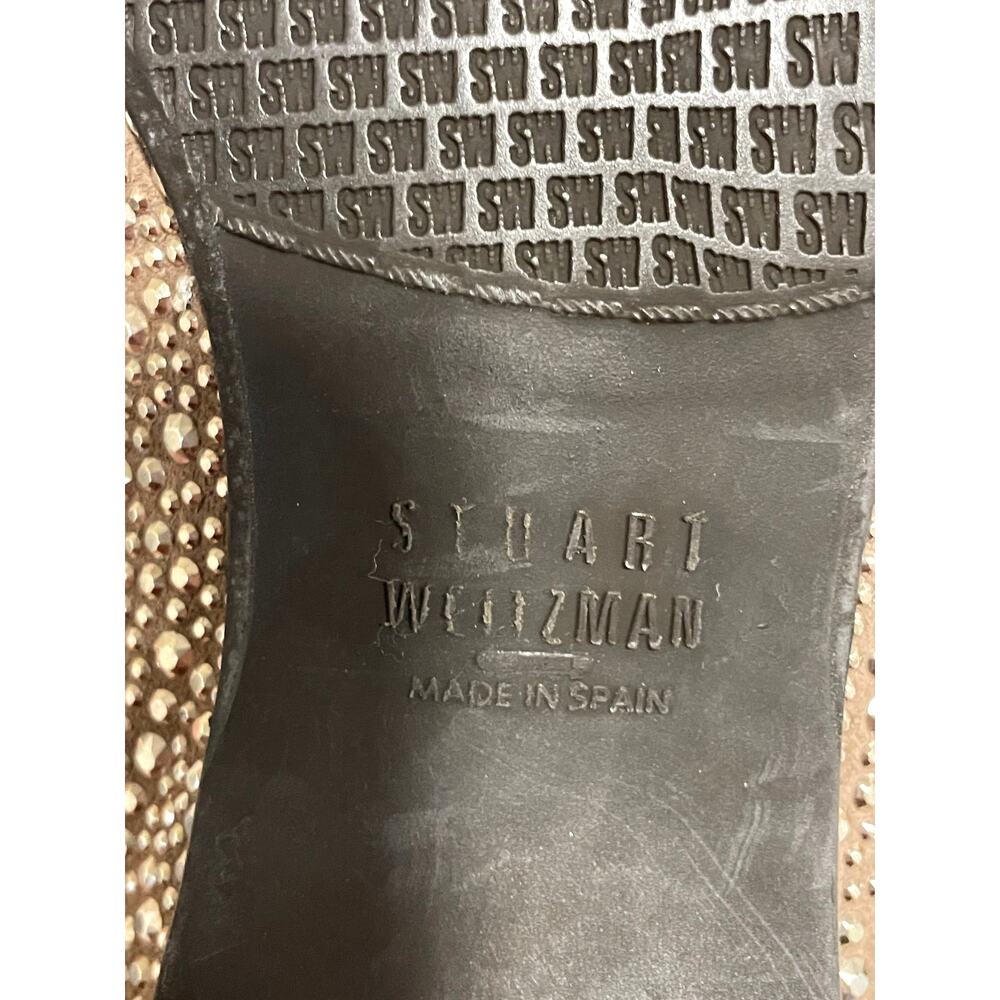 Stuart Weitzman Taupe Tan Ballet Flats Metal Studs Beads Haze Suede Sz 8.5 - Picture 6 of 7